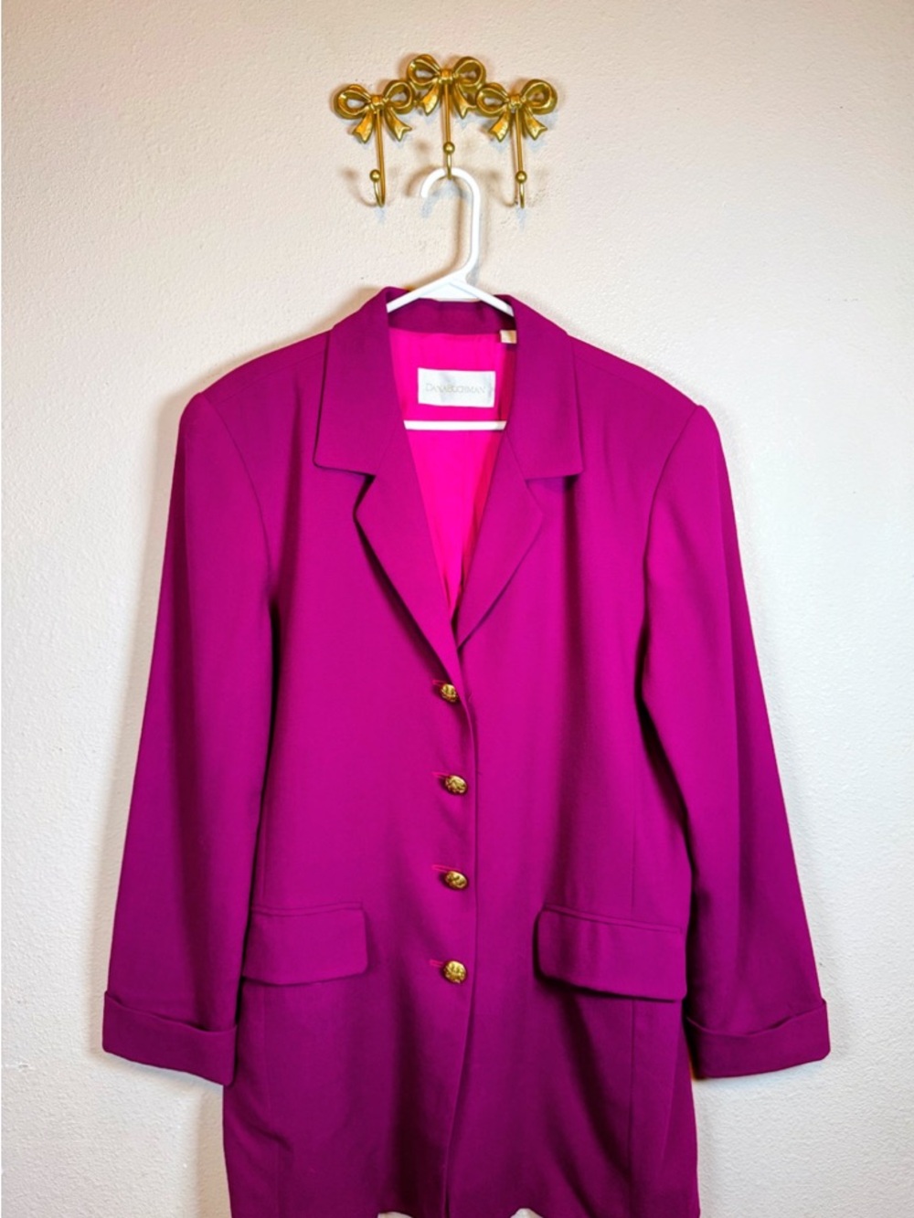Dana Buchman Sangria Blazer Jacket with Four Gold Buttons. 100% Wool. Size 14W